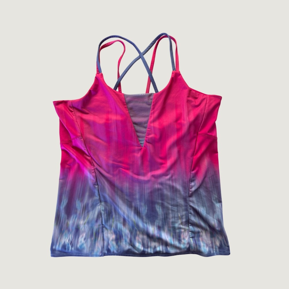 Lucky in Love Womens Pink  Ombre Mesh Panel Strappy Athletic Tank Top Size L Gym - Picture 2 of 10